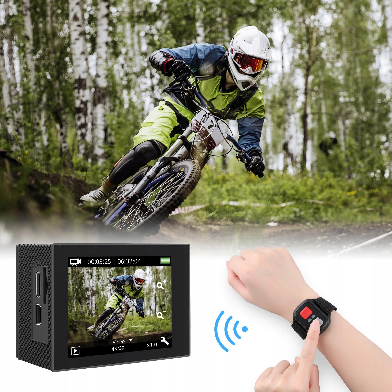 AKASO Kamera 4K 30FPS 20MP Zestaw Selfie Stick WiFi 40M Wodoodporna — miniatura 9