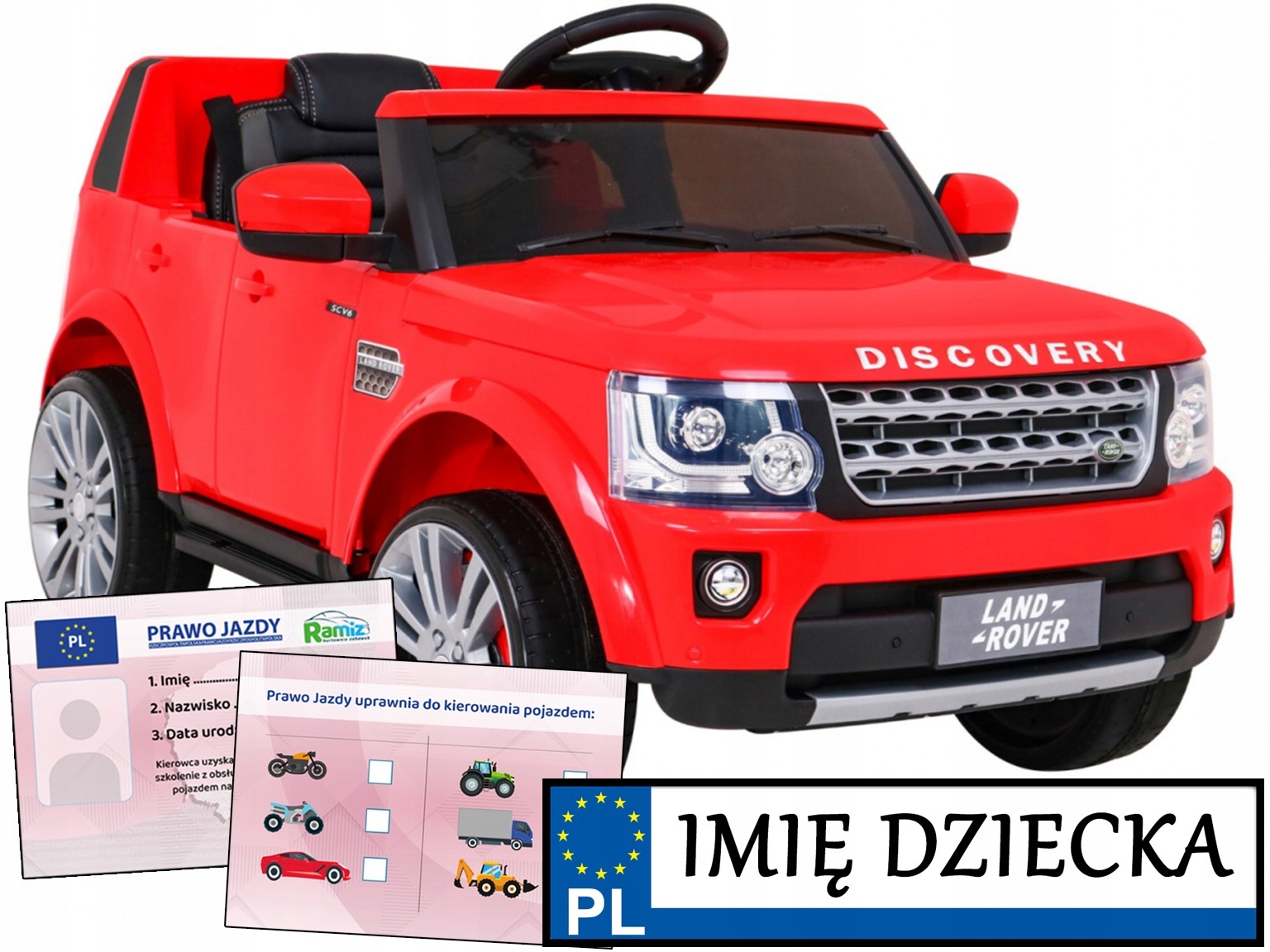 Pojazd auto dla dzieci Land Rover Discovery pilot Tablica Imienna