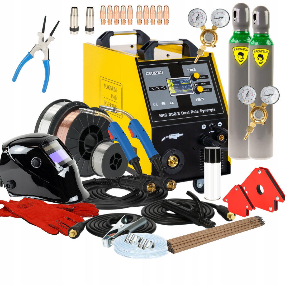 Spawarka Mig/mag 250A Dual Puls Synergia Magnum Mig 250/2 migomat 230V 400V