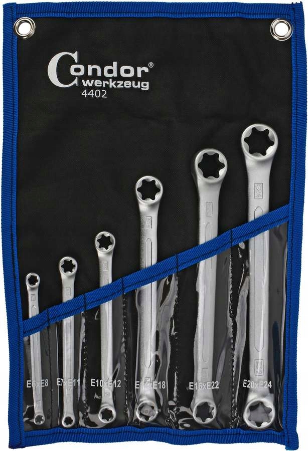 Klucze oczkowe Torx E6-E24, 6 szt.