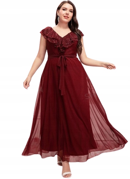 Shein Plus Size Šaty Bordó Maxi 50 0A3C5_C* 50 0A3