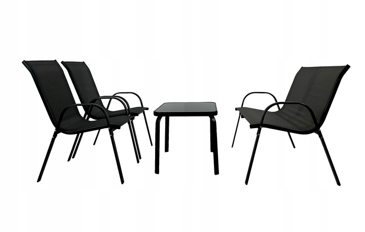 Sada záhradného nábytku Balkón Terasa Stôl Lavička Marbella Čierna 2x Stoličky