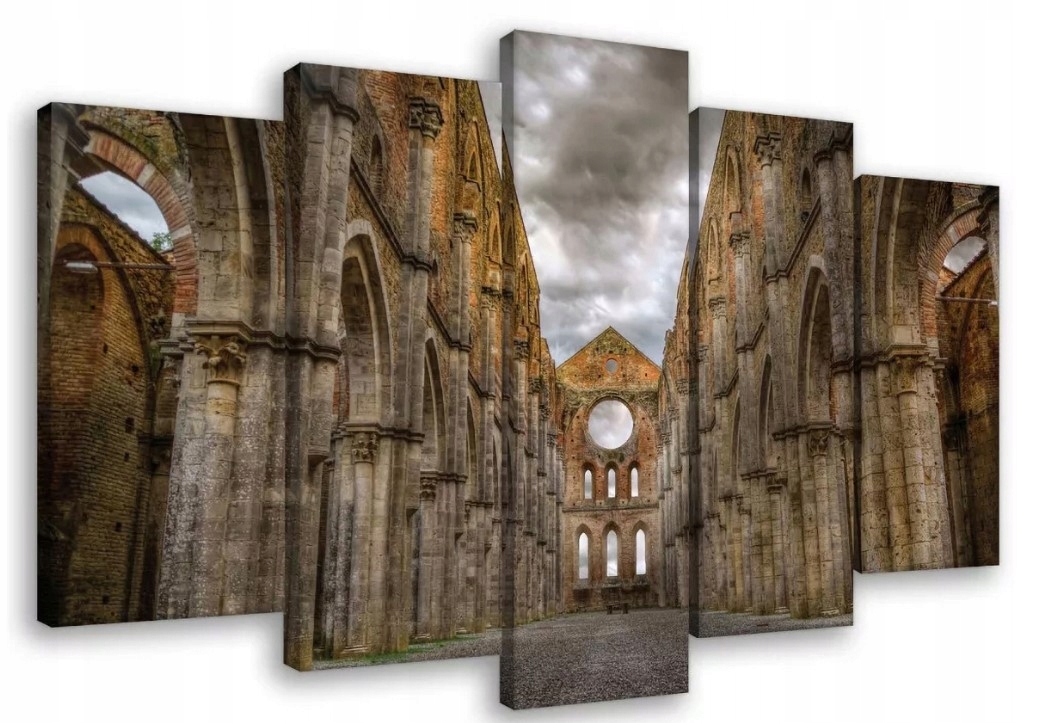 Obraz 100x60 Zřícenina opatství gotická architektura kamenné oblouky historie klid