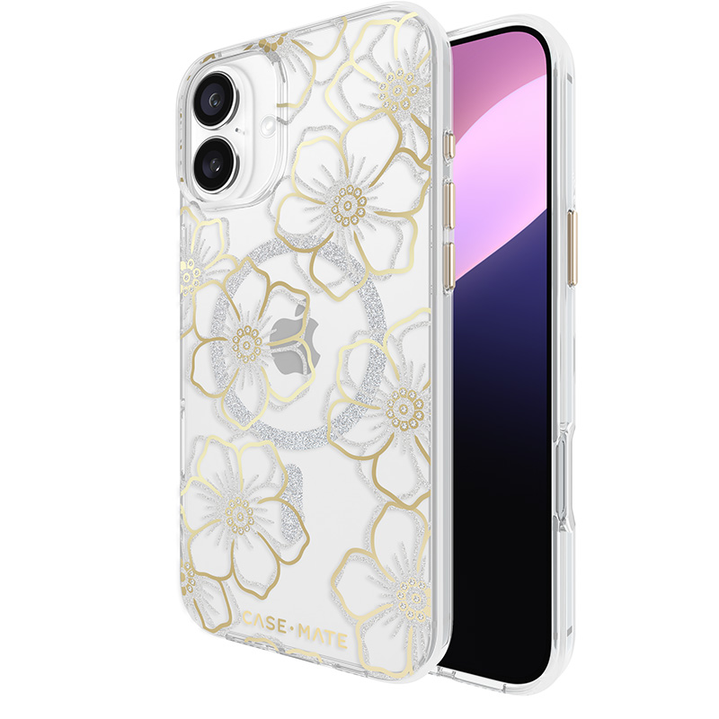 Case-Mate Floral Gems MagSafe – Pouzdro iPhone 16 Plus (zlaté)