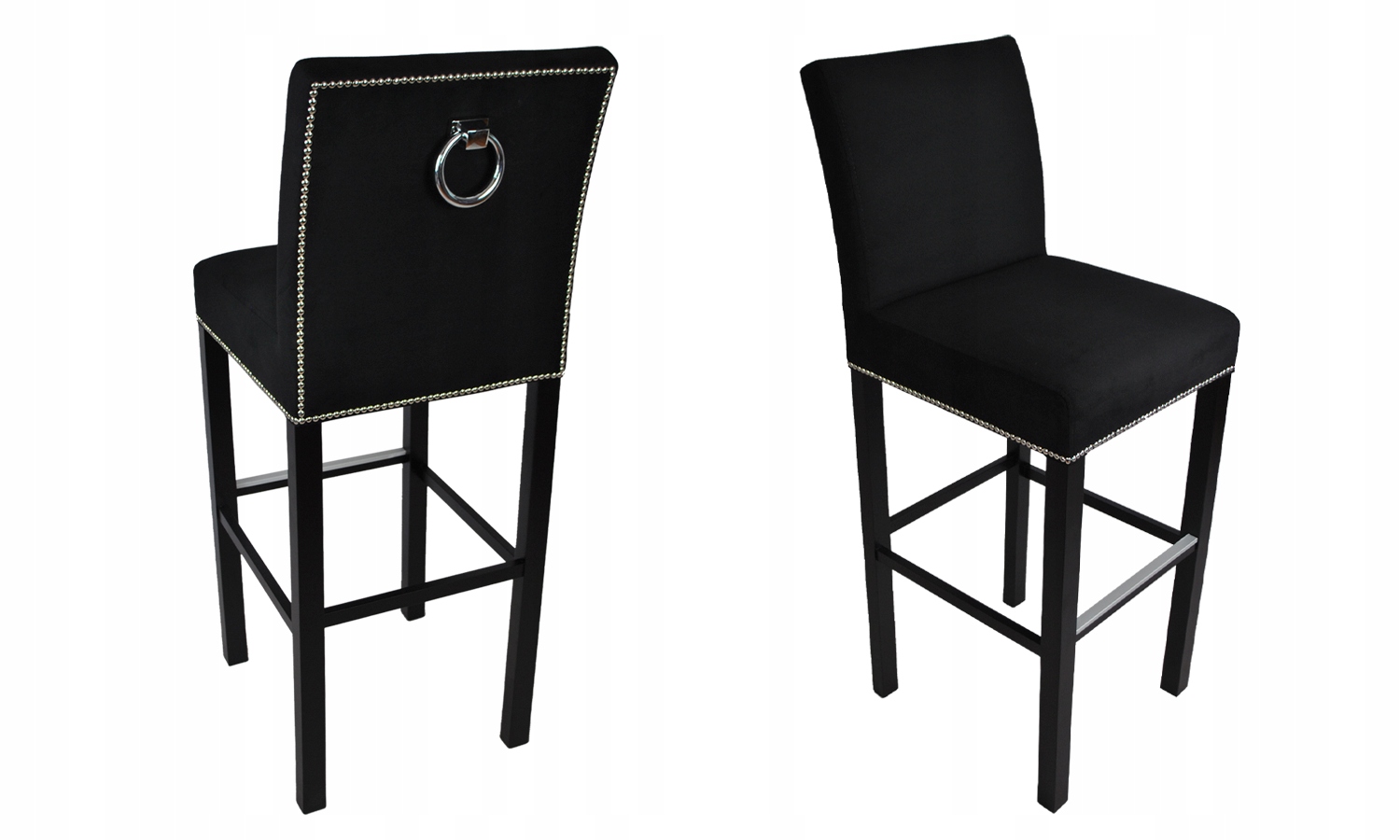 HOKER Z KOŁATKĄ KRZESŁO BAROWE TAPICEROWANE CZARNE