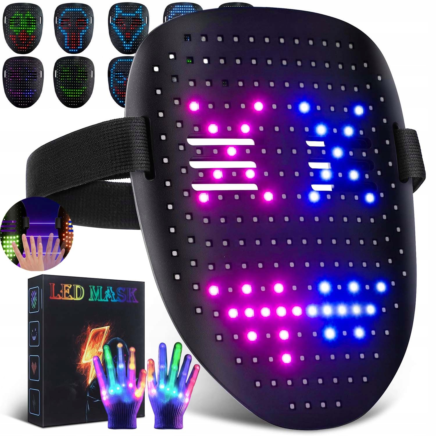 Led Maska Na Obličej Rgb 50 Vzorů Ovládání Gesty Pro Večírky A Cosplay
