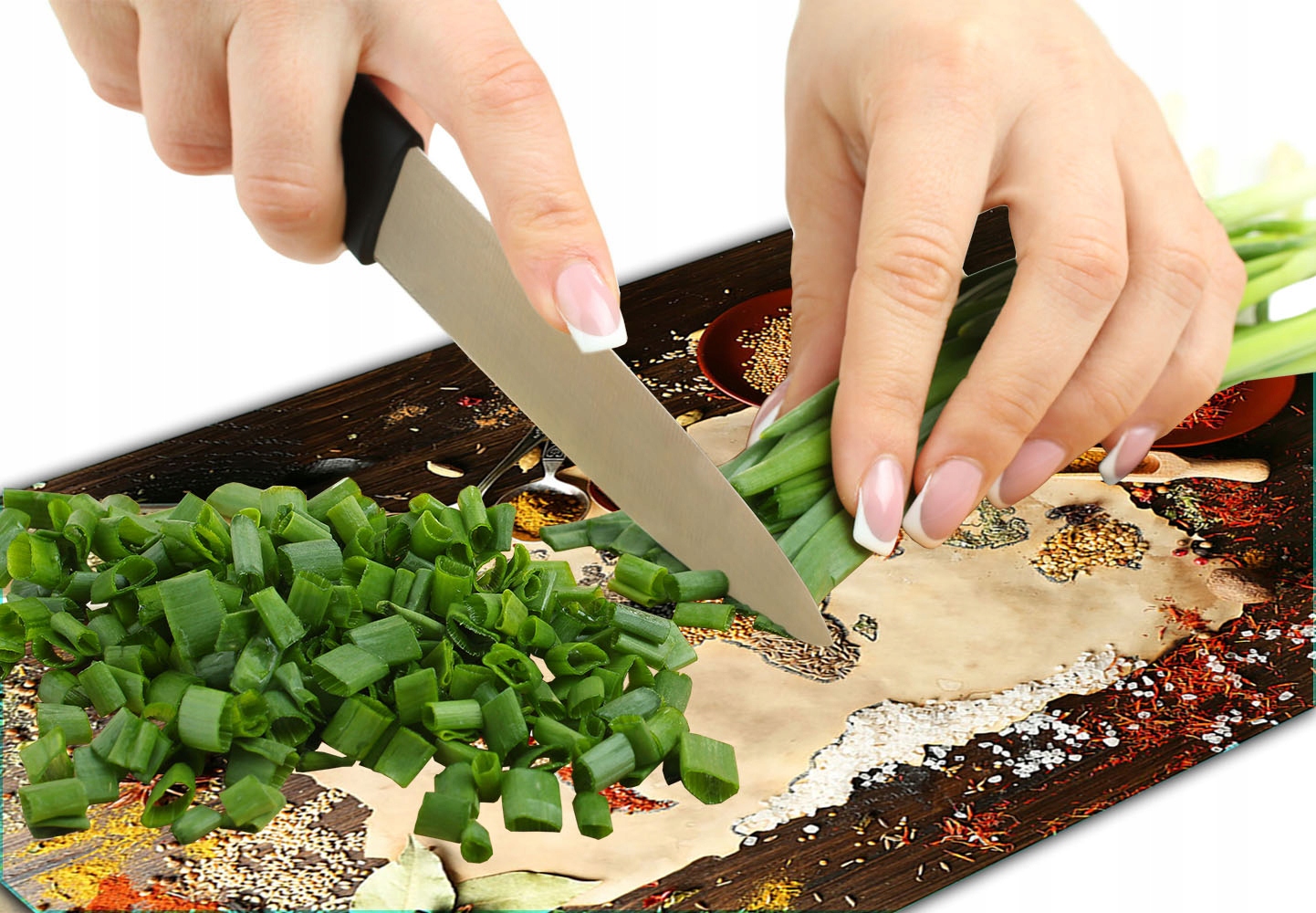 SZKLANA DESKA DO KROJENIA 30x22 PRZYPRAWY SZKŁO HARTOWANE Informacje dodatkowe antypoślizgowa powierzchnia zestaw desek