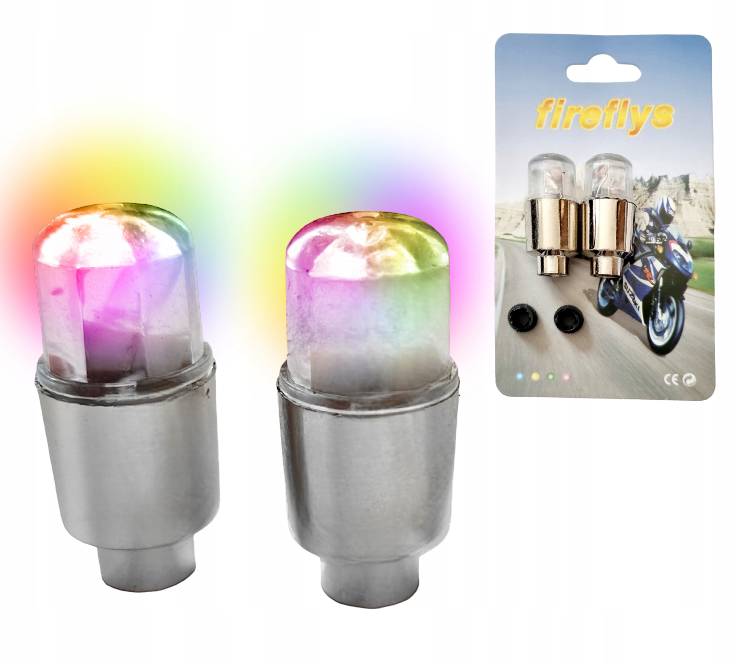 ŚWIECĄCE WENTYLE- NAKRETKI -ZAWORKI- -WENTYLKI 2 SZT MULTIKLOR Marka Rozz