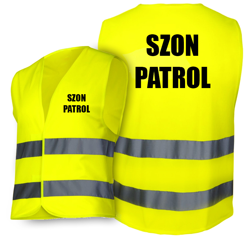 KAMIZELKA ODBLASKOWA SZON PATROL Z NAPISEM PRZÓD + TYŁ
