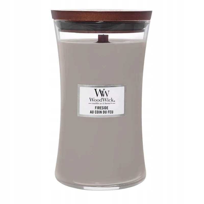 Woodwick Fireside vonná svíčka s dřevěným knotem, 610 g