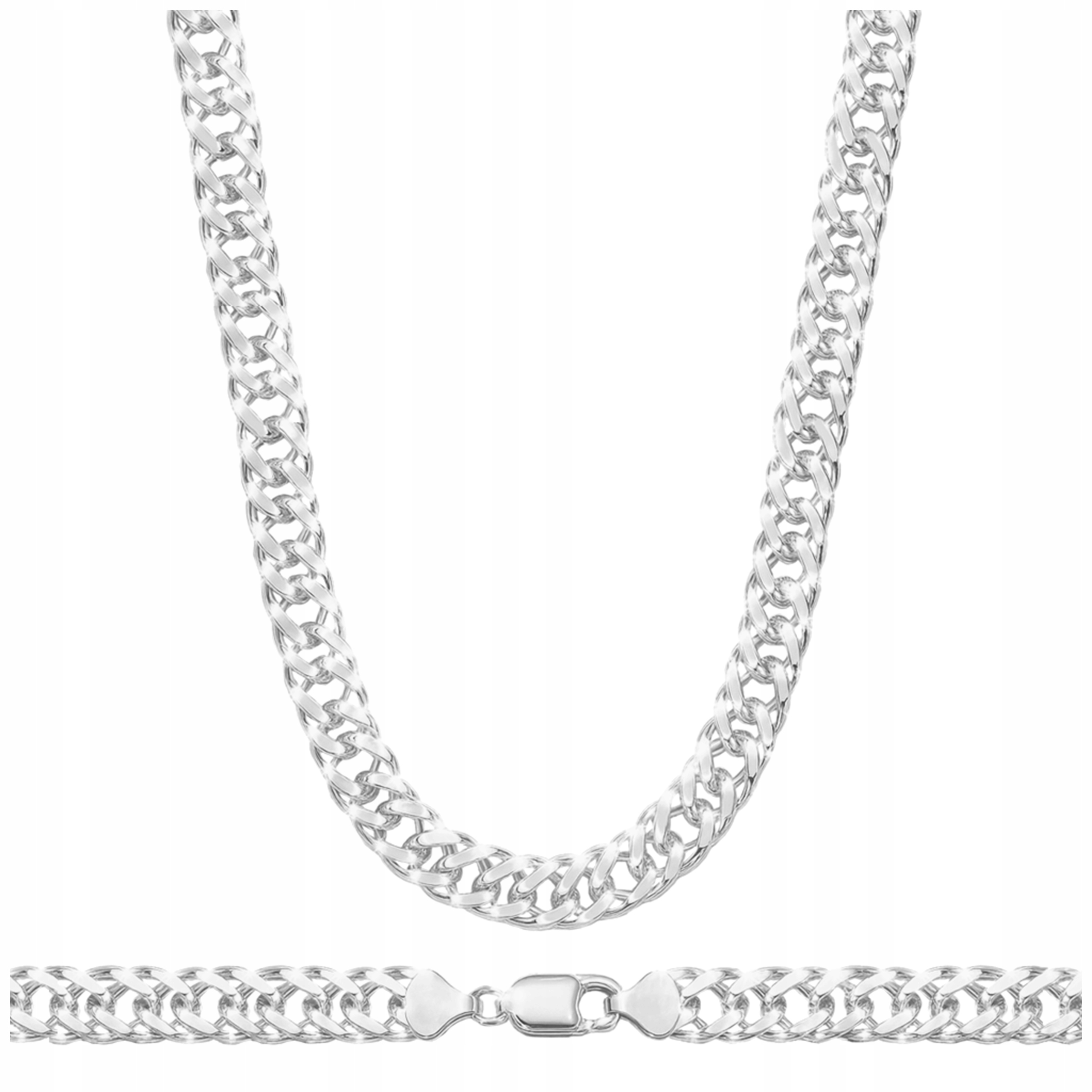 Pánský Stříbrný Řetízek S Dvojitým Rombo Pancr 50 CM Stříbrný Řetízek , Stříbro 925