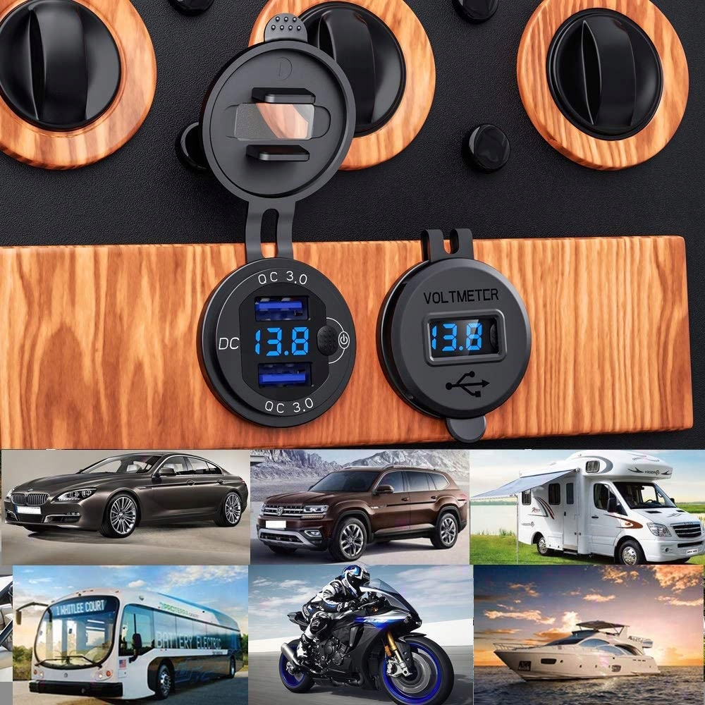 ŁADOWARKA SAMOCHÓD GNIAZDO 2xUSB QC3.0 DC 12V-24V Producent inny