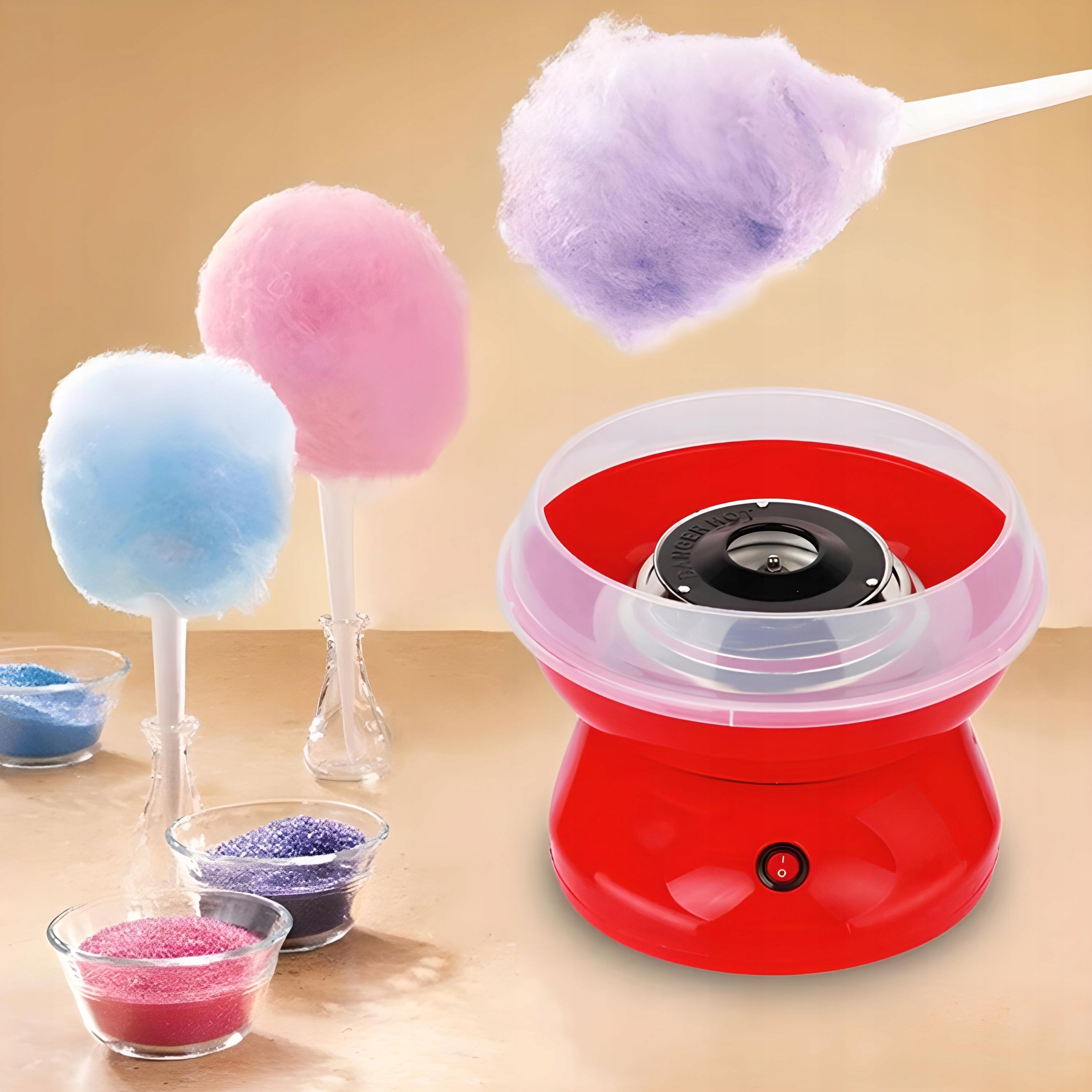 WATA CUKROWA MASZYNA DO WATY CUKROWEJ DOMOWA MASZYNKA + PATYCZKI MIARKA Moc 500 W