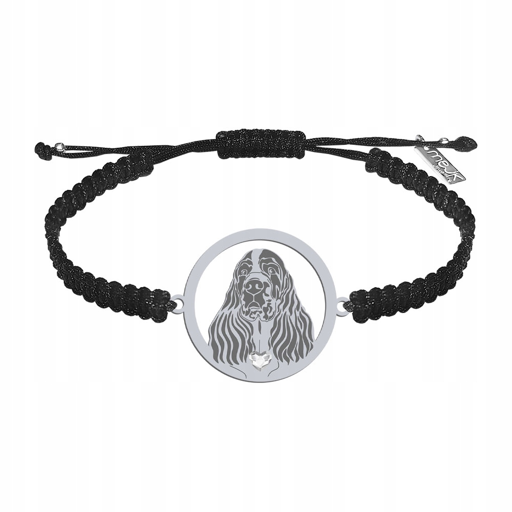 Stříbrný náramek se psem Springer Spaniel 925 Dárek Makramé Gravírování