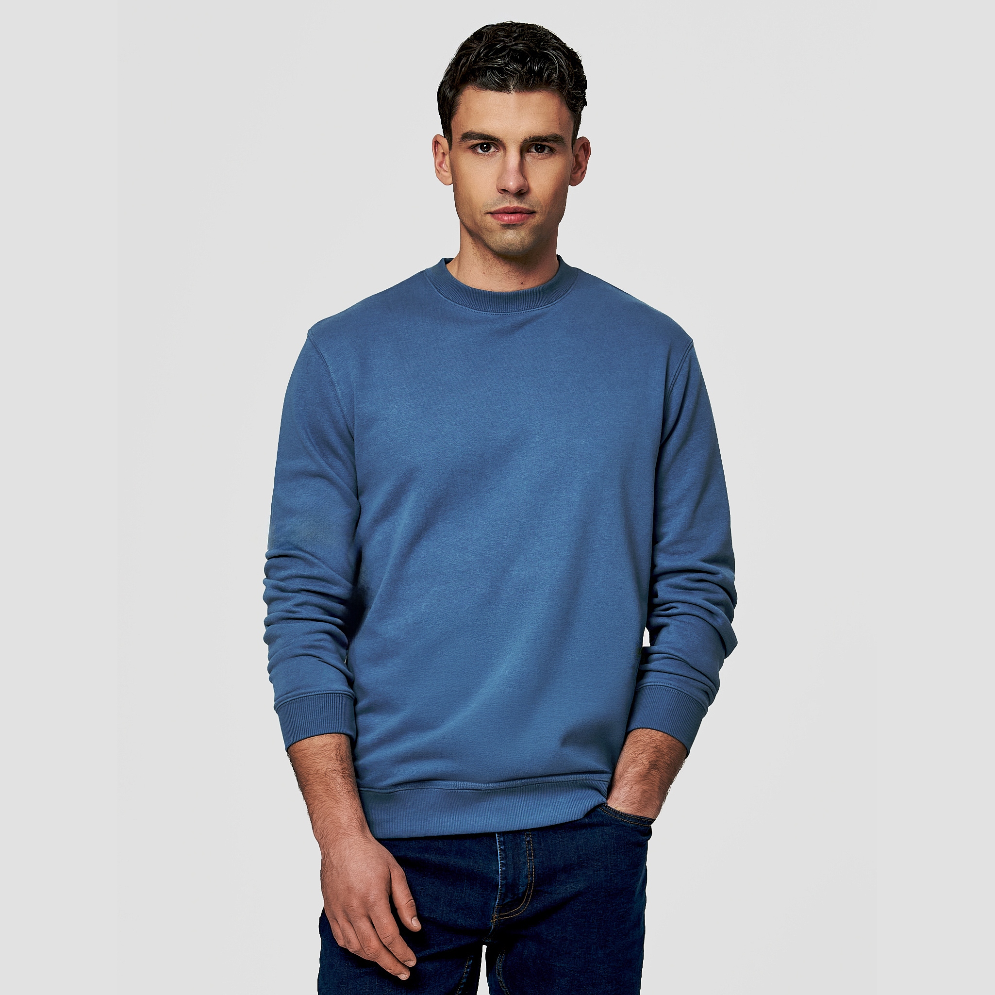 Niebieska bawełniana bluza męska, wkładana przez głowę Pako Lorente roz. M