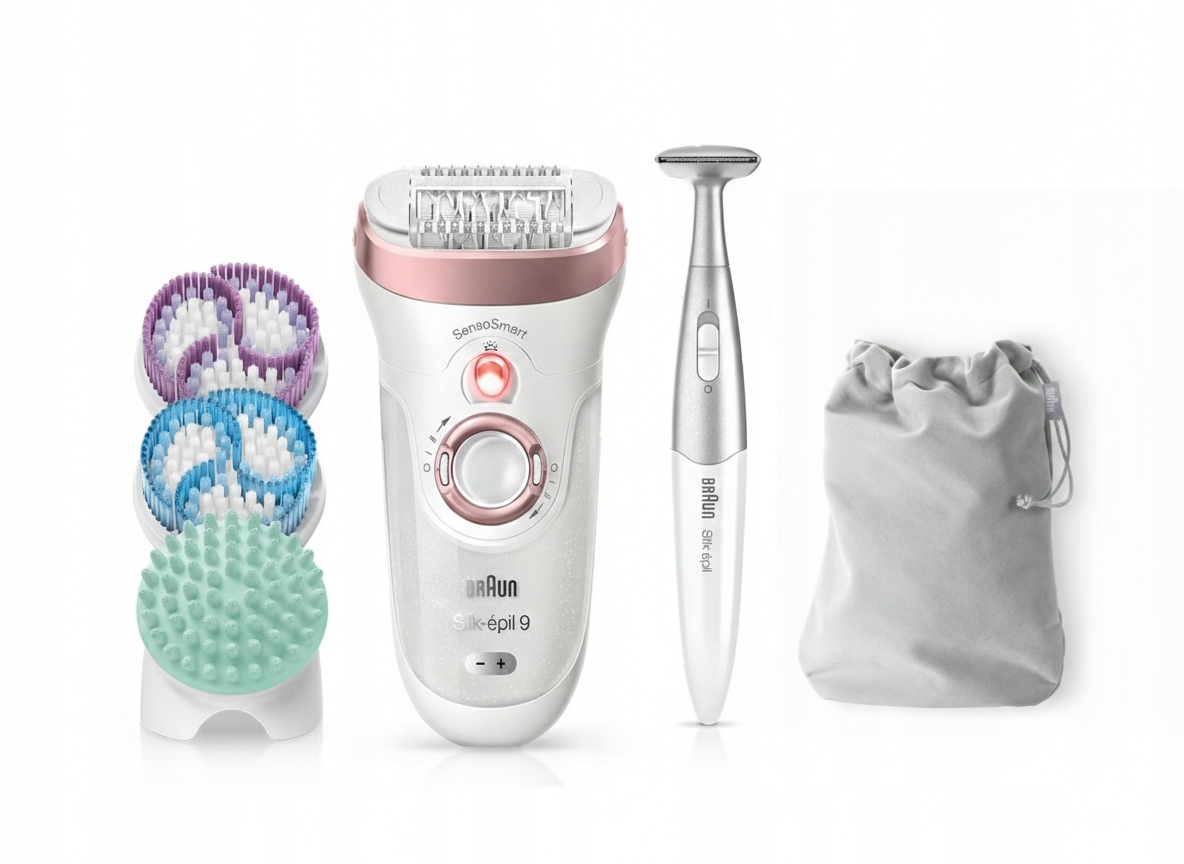 Depilátor holicí strojek Braun Silképil 9 SkinSpa SensoSmart sada nástavců pro zastřihovač