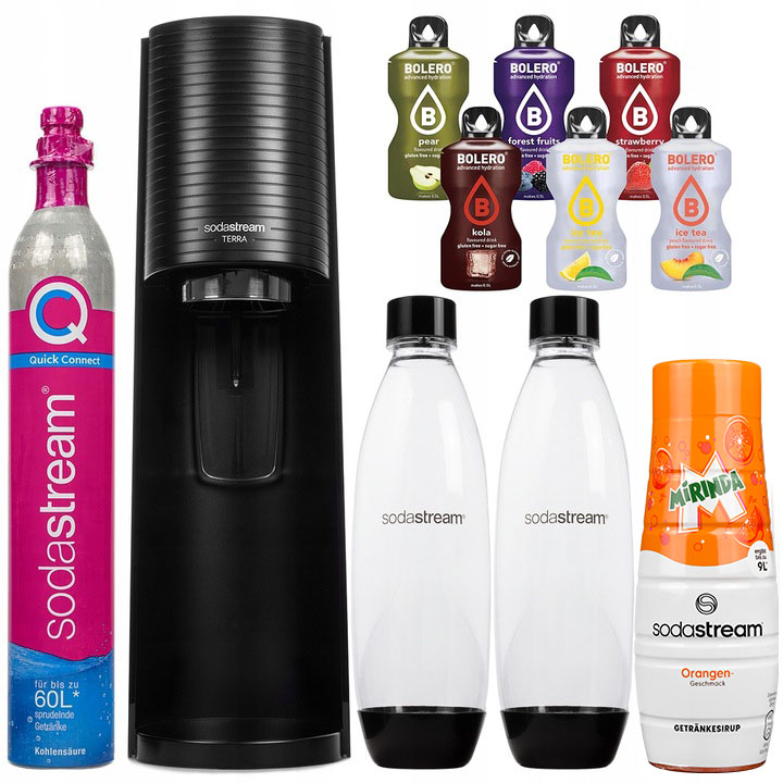 Saturator Sodastream Terra Black 2 Butelki Syfon Syrop Pepsi Dodatki