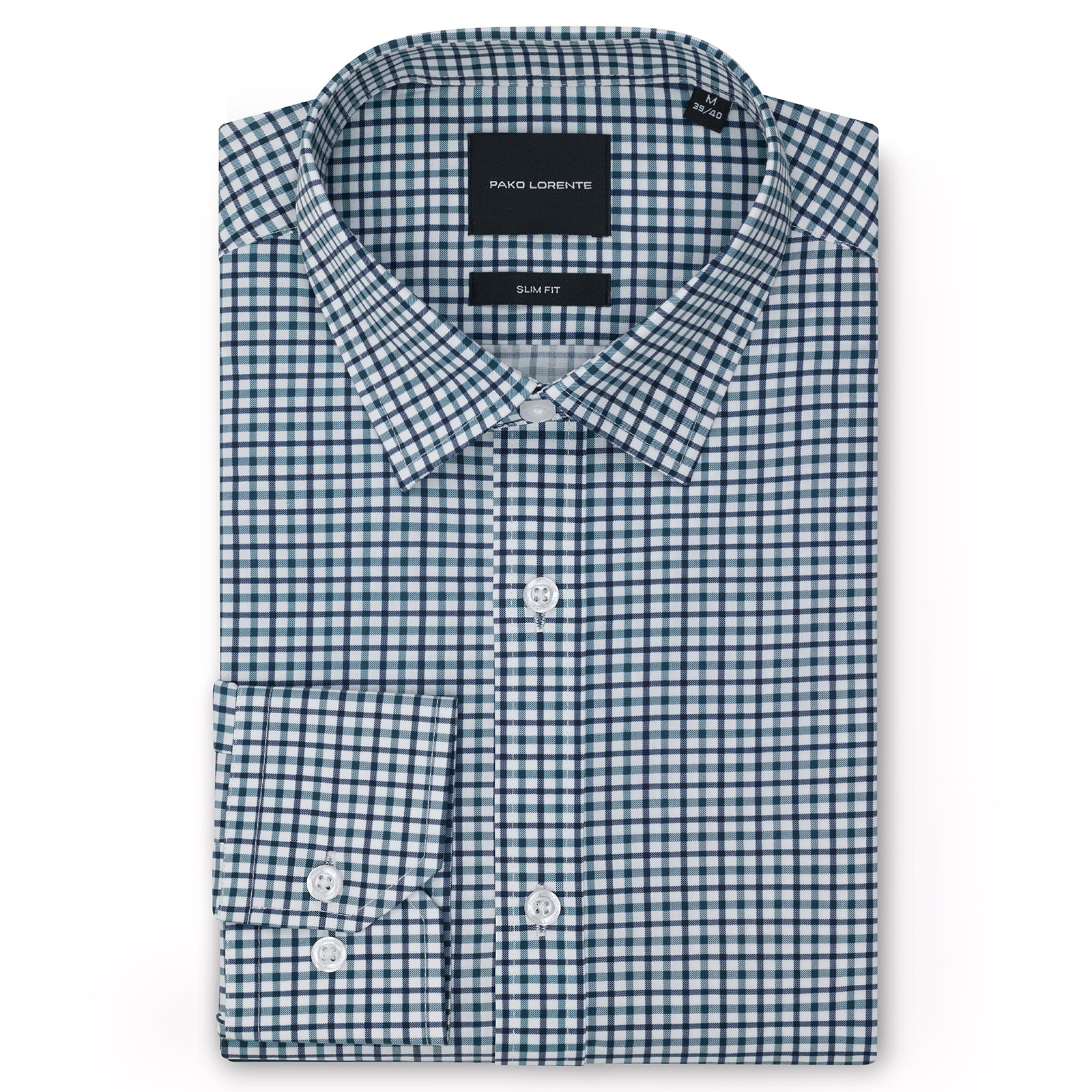 Bavlněná košile s modrým kostkovaným vzorem Slim Fit Pako Lorente vel