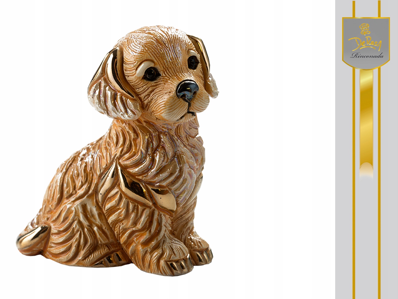 Keramická Figurka Zlatý Retriever Šteniatko Ručne Maľované Psík