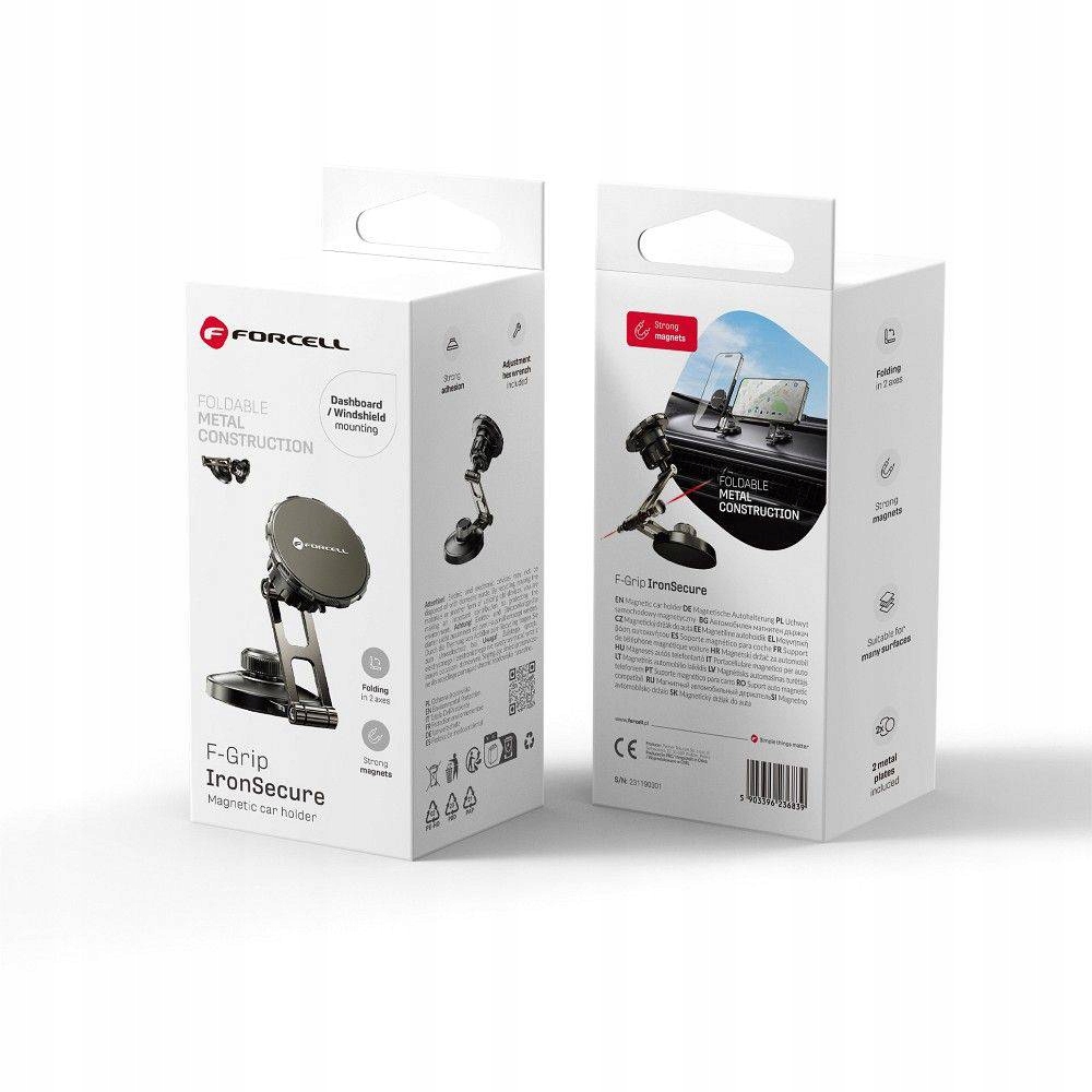 Forcell F-Grip Ironsecure Uchwyt Samochodowy Do Szyby/deski Magnetyczny