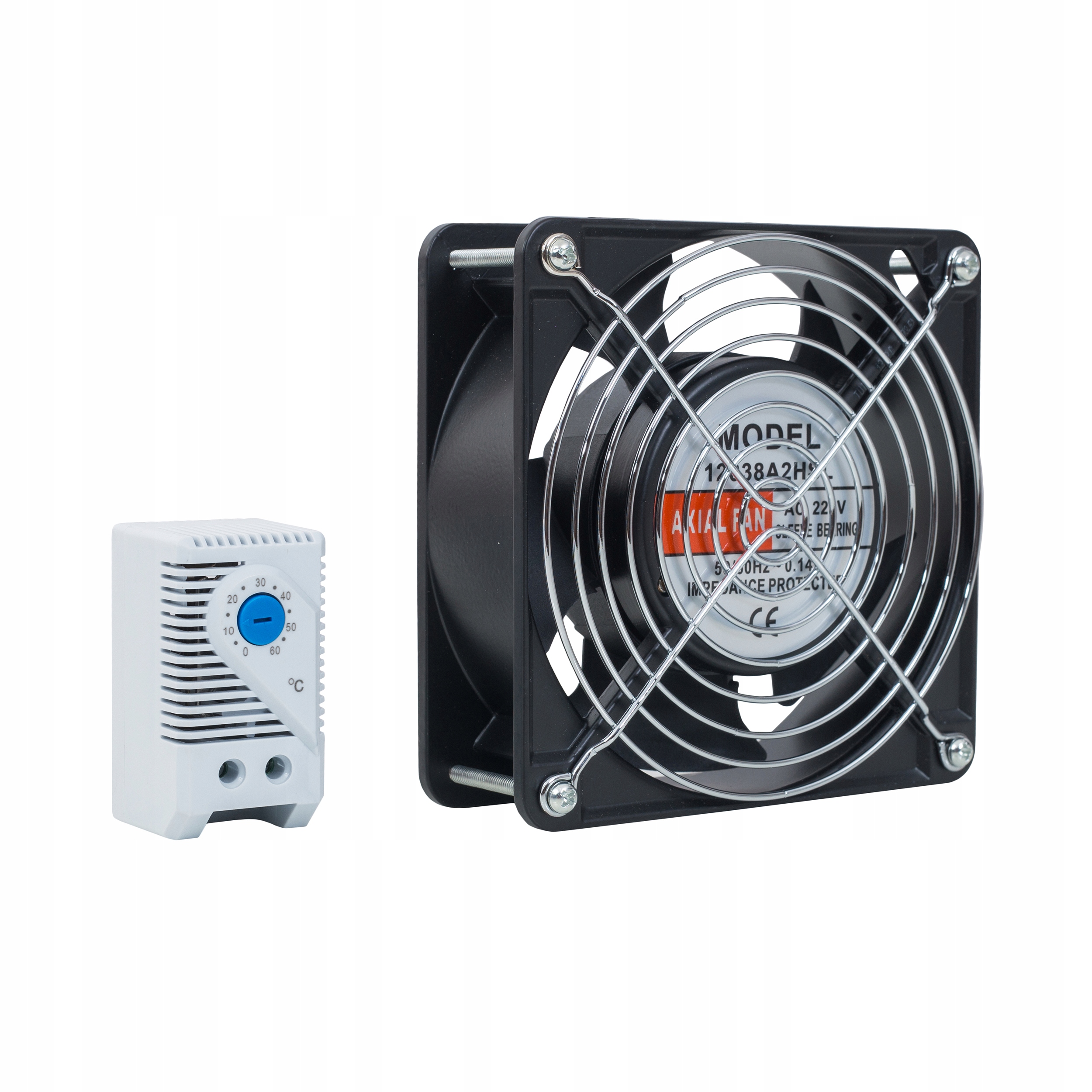 WENTYLATOR Z TERMOSTATEM DO SZAFY RACK 120 x 120 x 38 mm 230V