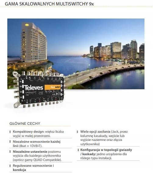 Multiswitch TELEVES 9x9x16 Quattro 714603 Liczba wejść 9