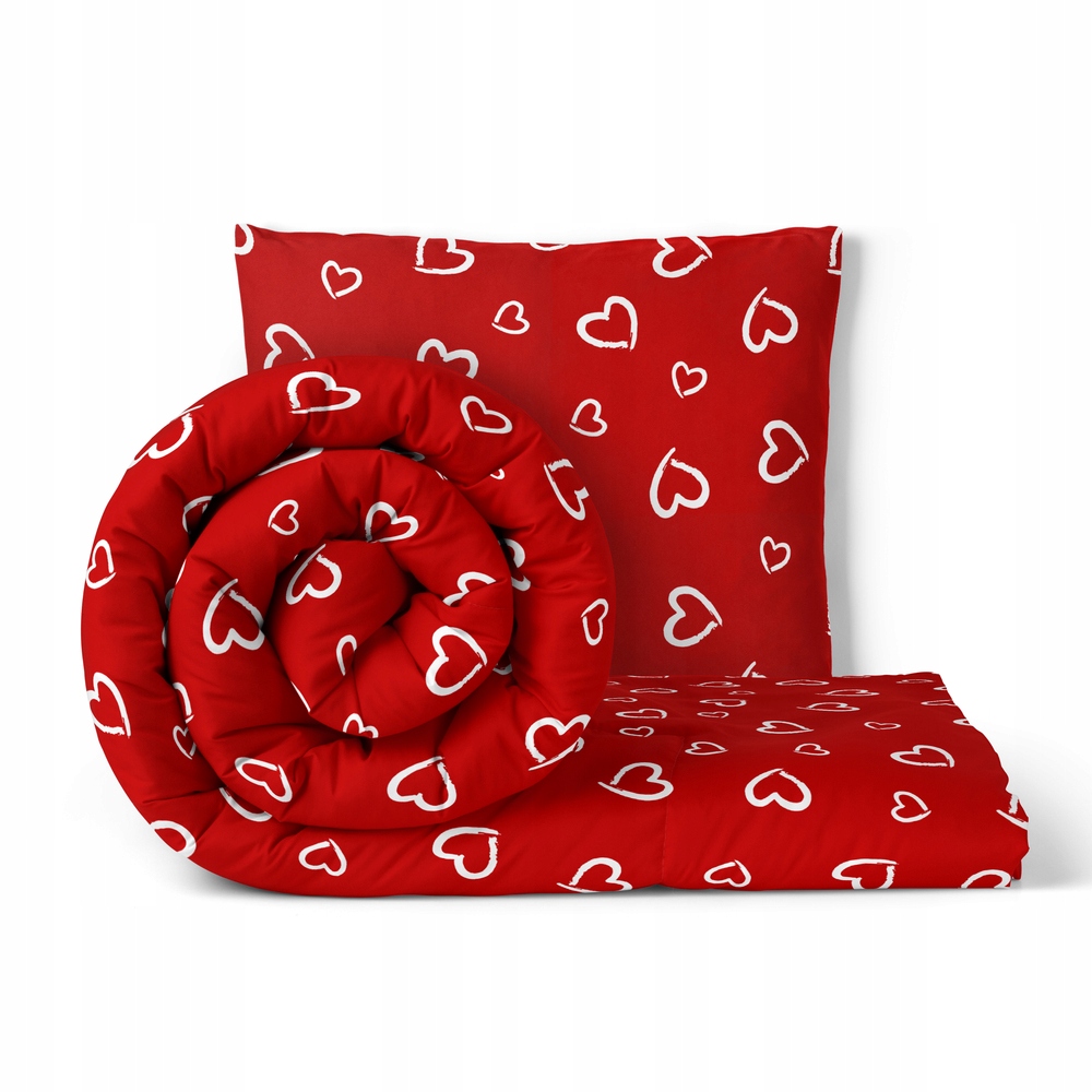 Povlečení 140x200 cm, 70x80 cm, 140 g/m2, bavlna 100% bílé srdce Obvody na čelo