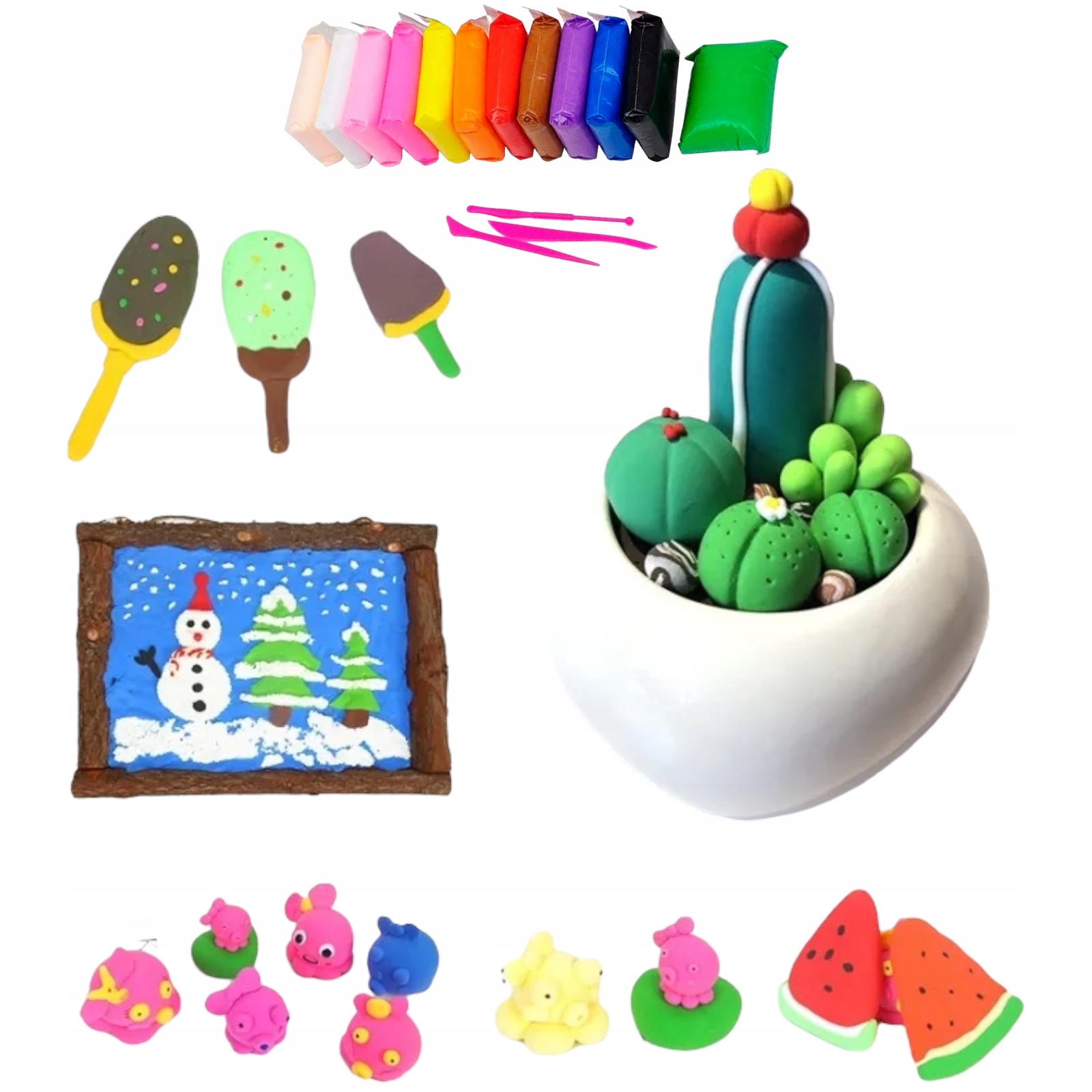 MASA PLASTYCZNA MAGICZNA PIANKOLINA PIANKOWA SUPER CLAY 36 SZT Bohater brak