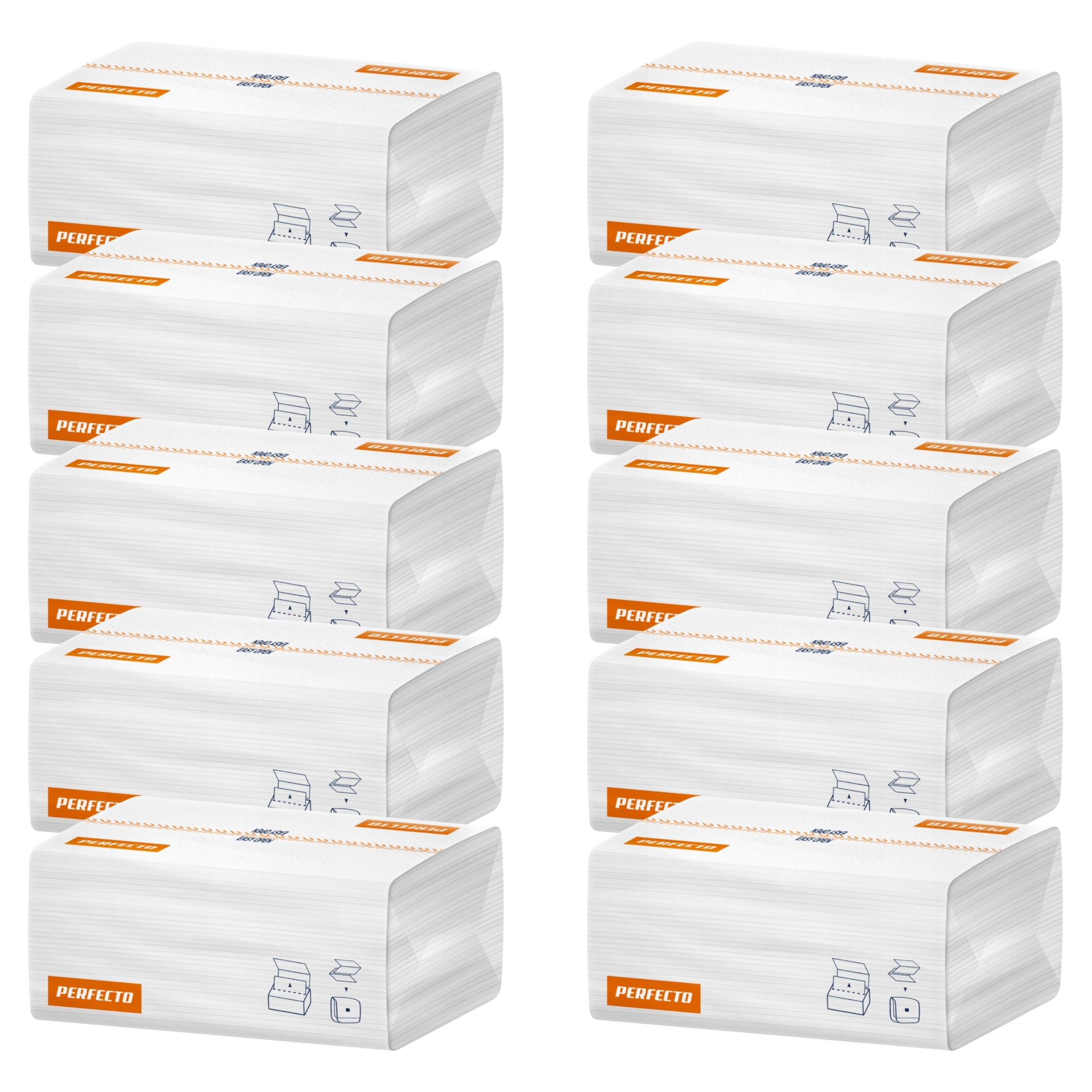 10X Ręcznik Papierowy Zz Biały Celuloza 2W Gruby Chłonny Perfecto Easy Open