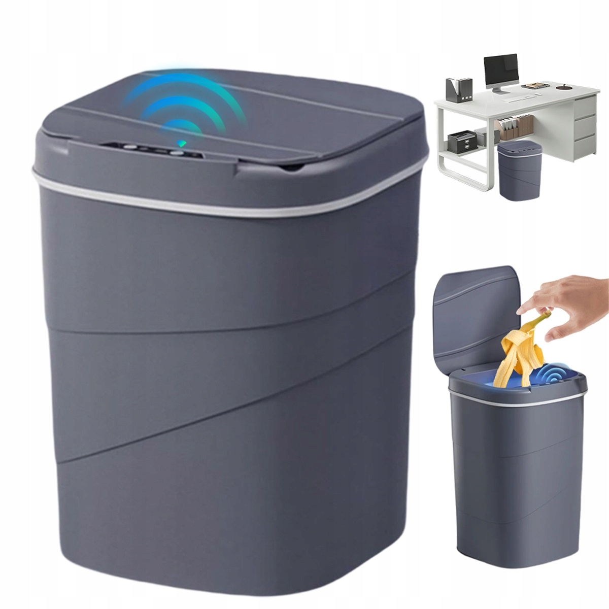 Koš Se Senzory 17 L Smart Design Do Rohů Pokoje Šedý