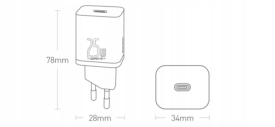BASEUS SZYBKA ŁADOWARKA SIECIOWA DO TELEFONU USB-C TYP-C 25W PD QC 3.0 AFC Informacje o bezpieczeństwie CE