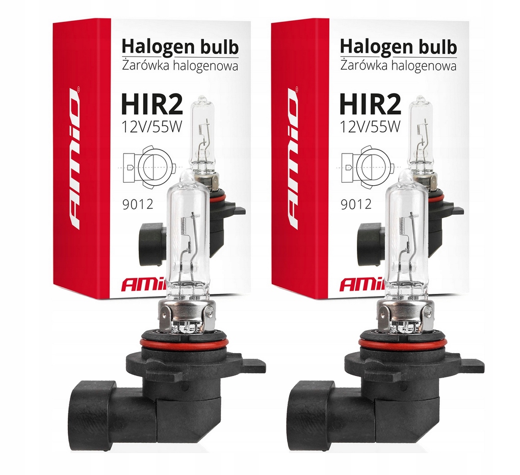Żarówki HIR2 9012 12V 55W Amio E4 homologacja Halogenowa 2szt.