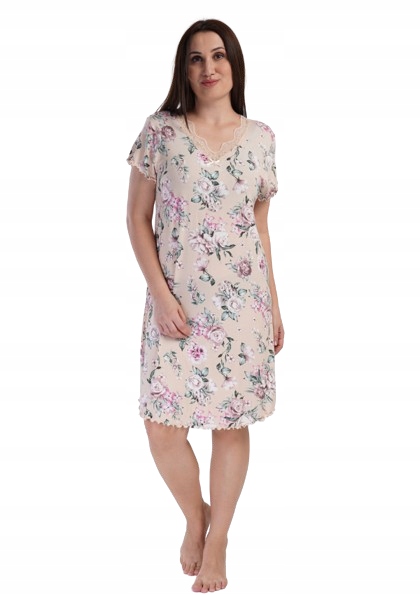 Elegantní Košile Noční Viskóza Květy Růže Krajka Košile Z Viskózy 3XL