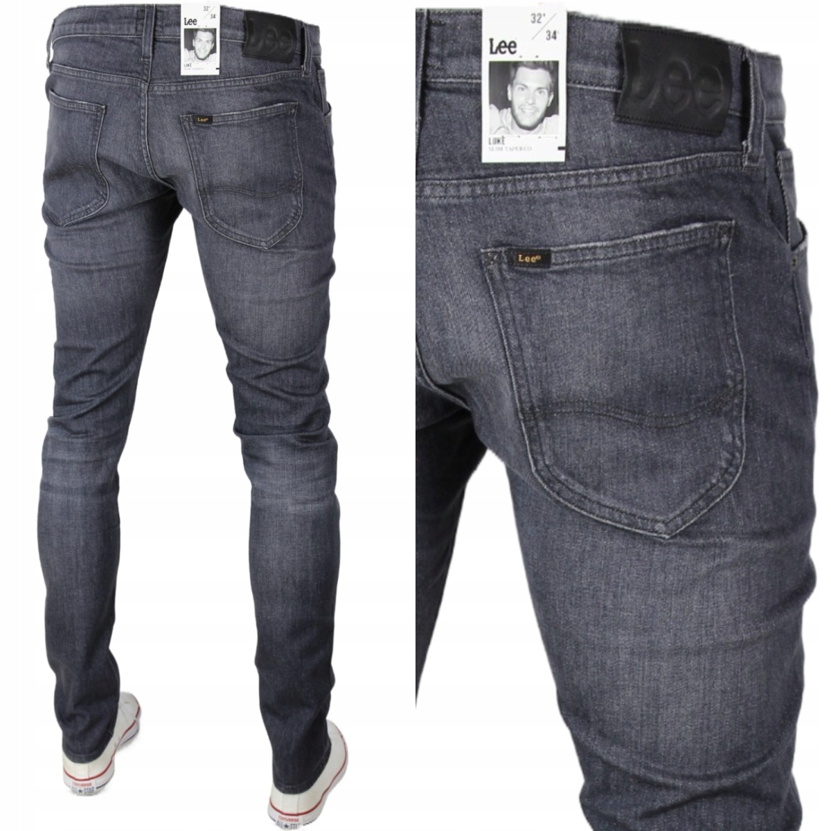 LEE LUKE SLIM TAPERED JEANSY "GREY USED" _ W33 L32