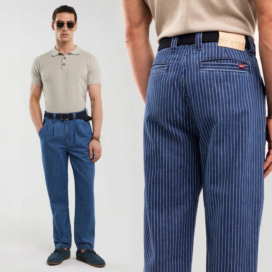 Big Star Pánské Džíny Loose S Pruhem, Tmavě Modré, Temirusové, 540 W32 L30