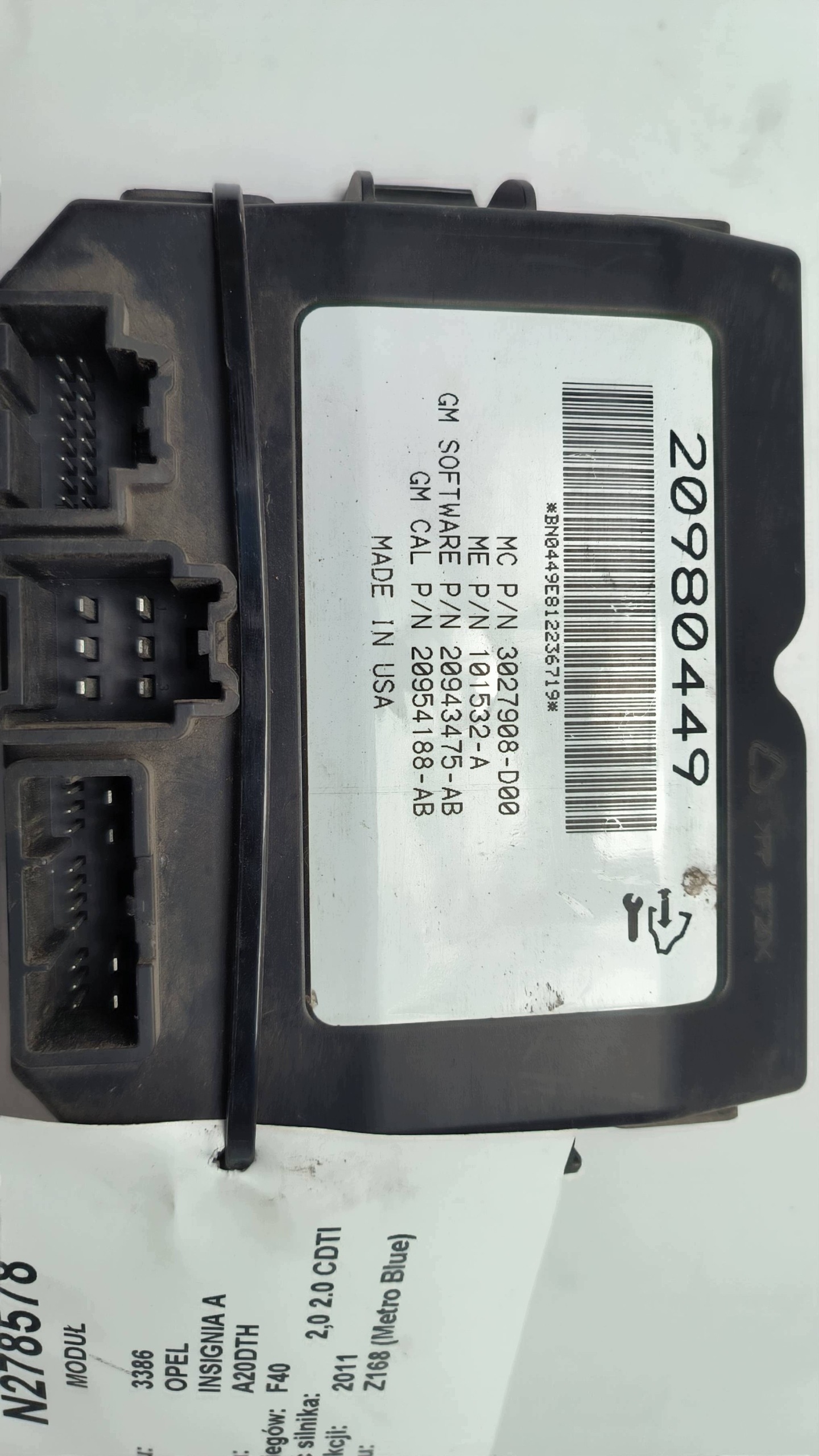 Module Arrière du capot 20980449 OPEL INSIGNIA A