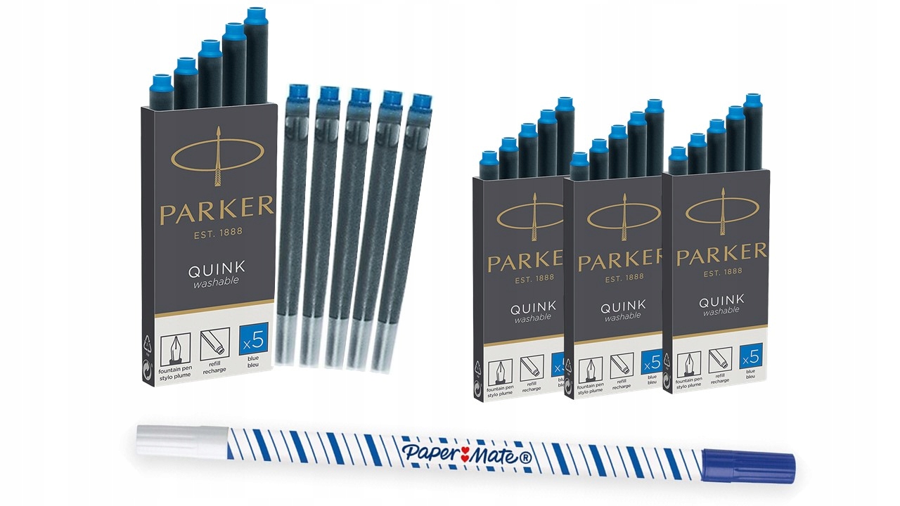 

Parker Jasnoniebieskie naboje do piór Długie