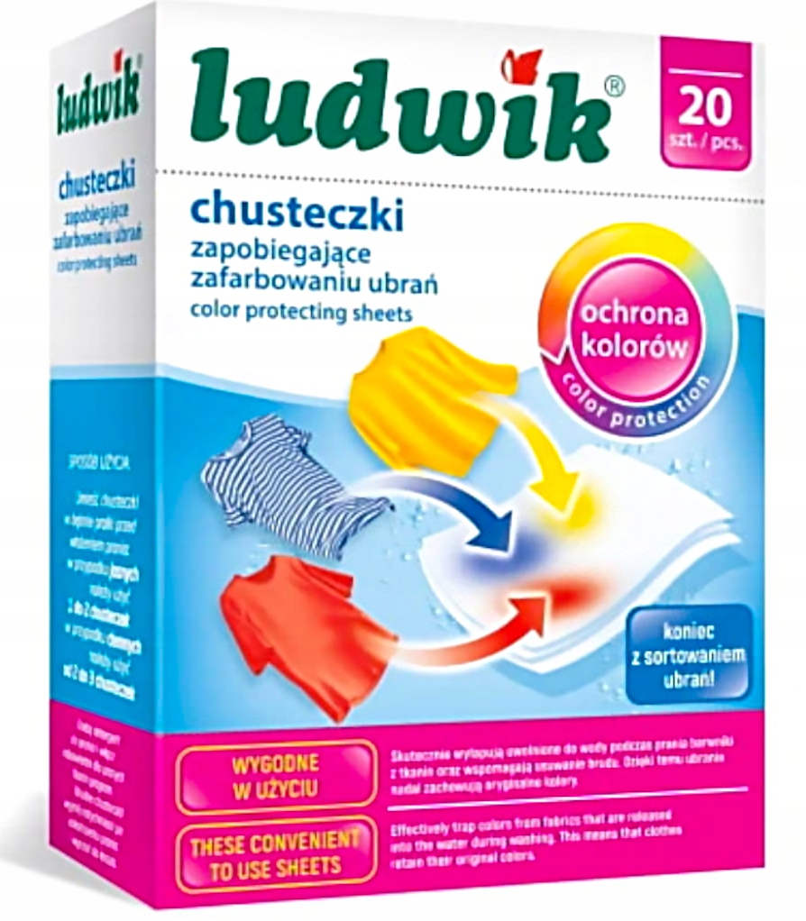 

Ludwik Chusteczki Do Prania Wyłapujące Kolor 20SZT