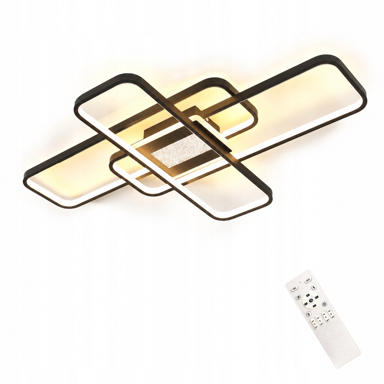 Stropní Led lampa závěsná černá dálkové ovládání stmívatelná do obývacího pokoje moderní 56W