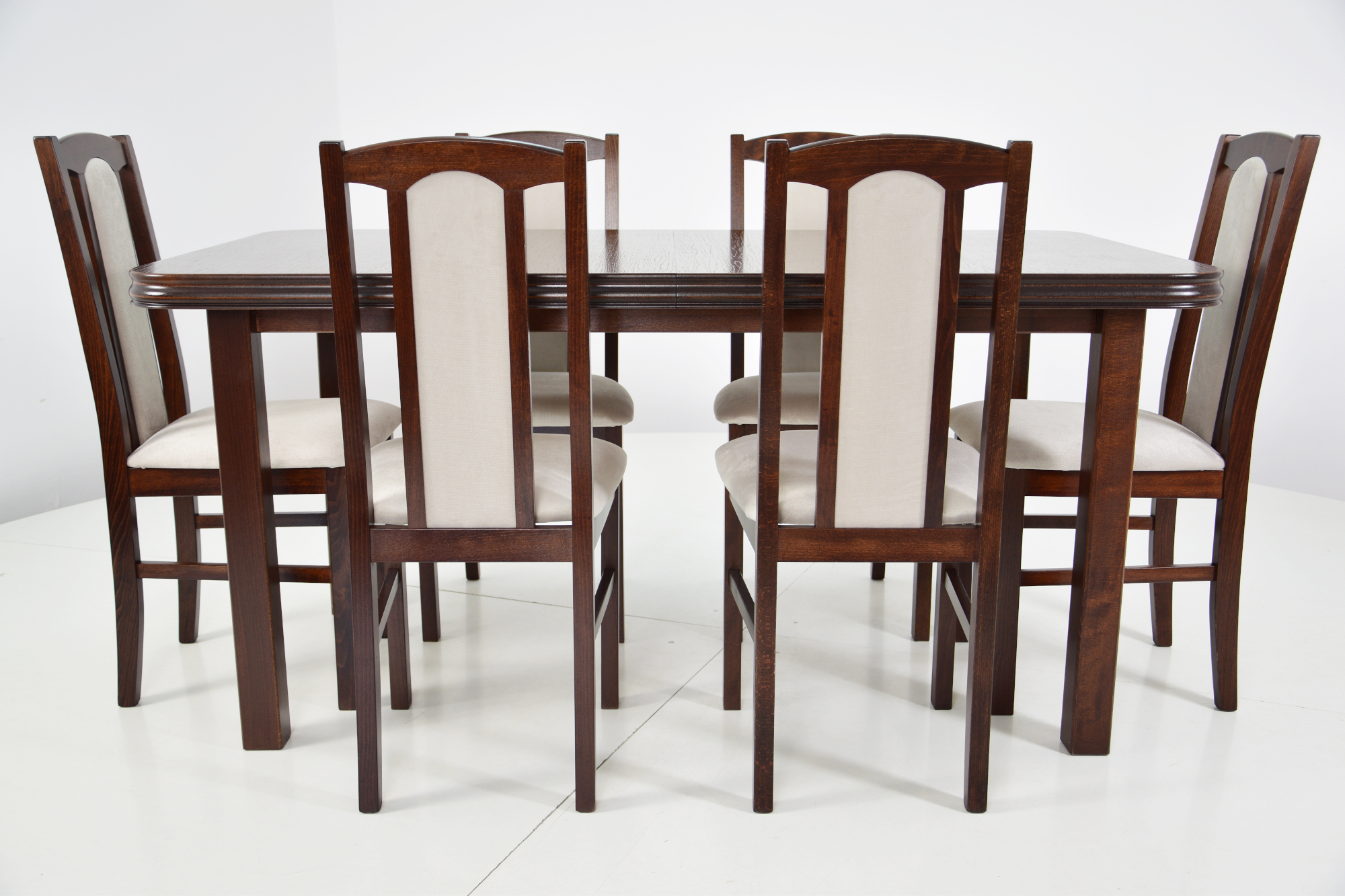 Stół rozkładany SOLIDNY+6 krzeseł drewnianych Wysokość stołu 76 cm