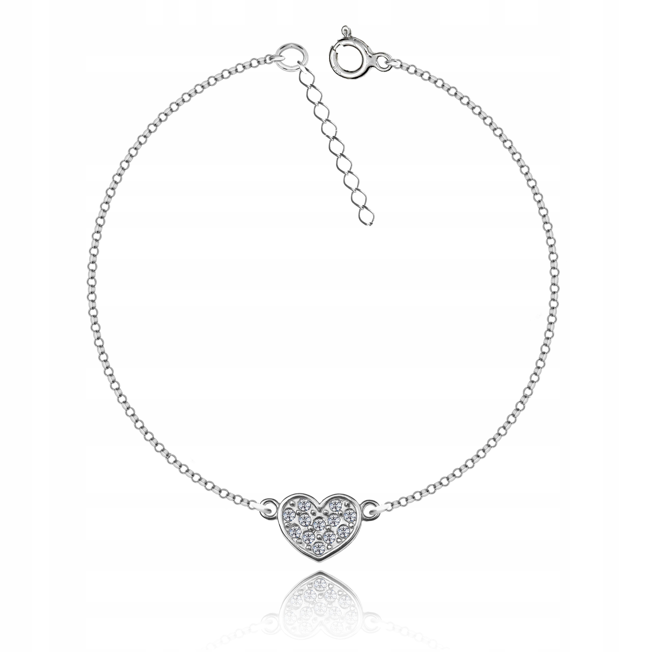 

Srebrna Bransoletka Serce Cyrkonie srebro 925