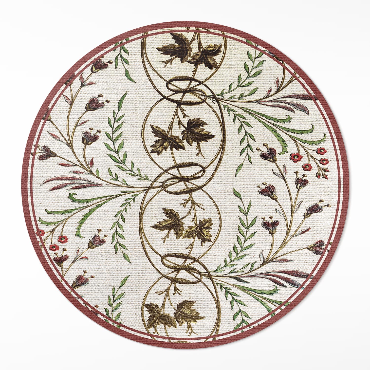 Moderní Kulatý Koberec koberec do jídelny s rostlinným ozdobným vzorem ⌀ 100 cm