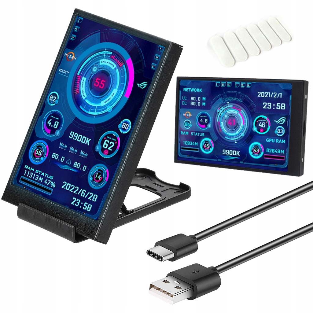Přídavná Obrazovka Displej Pc Teplota 3.5'' Ips Usb C Monitor Cpu Gpu