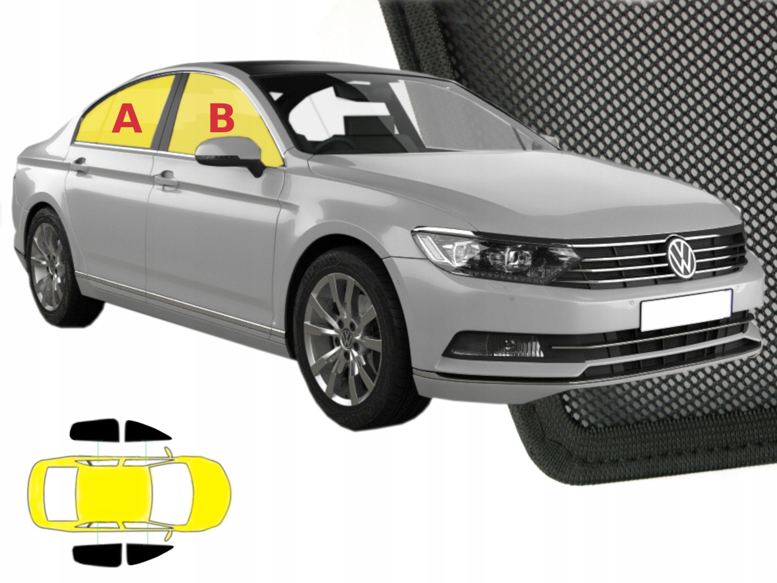 Slnečné závesy na sklo do auta určené pre Vw Passat B8 sedan