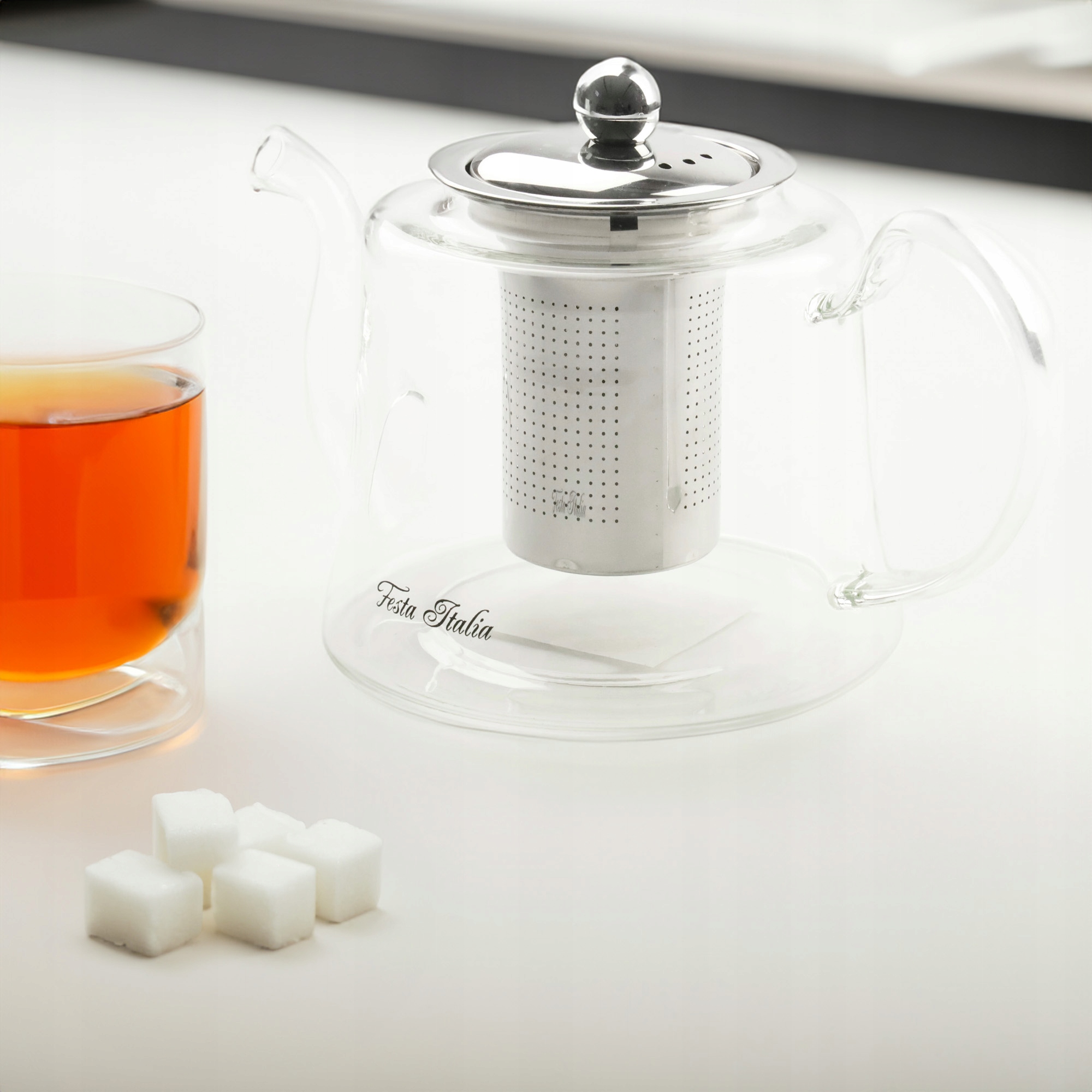 DZBANEK SZKLANY Z STALOWYM ZAPARZACZEM ZAPARZACZ DO HERBATY ZIÓŁ 1200 ML