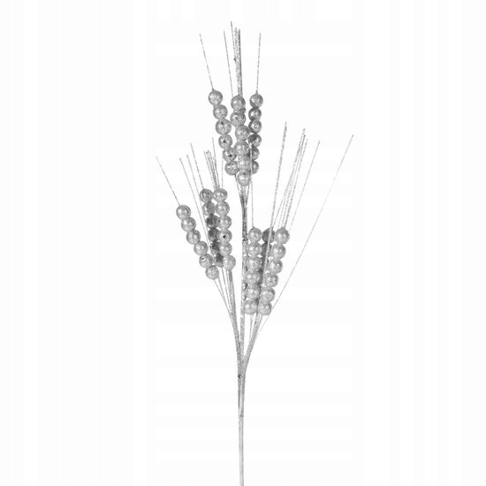 

Srebrna Gałązka Z Błyszczącymi Koralikami 38 cm