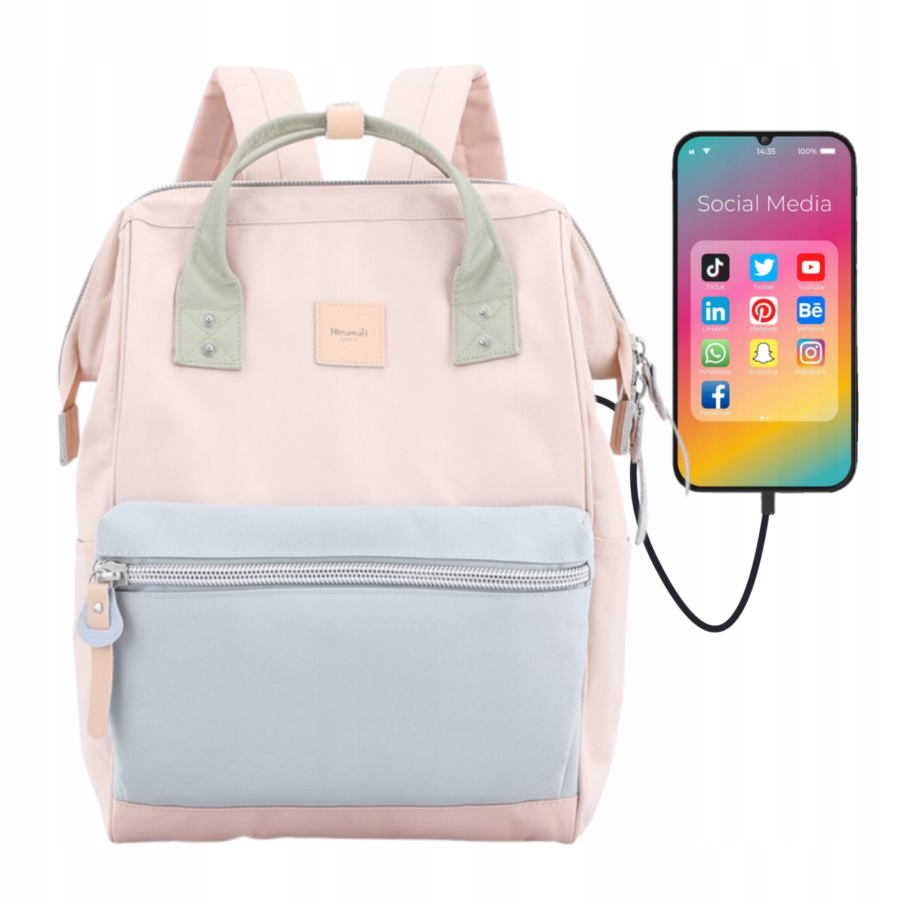 Himawari batoh pro ženy na notebook, sportovní outdoor s Usb portem, módní