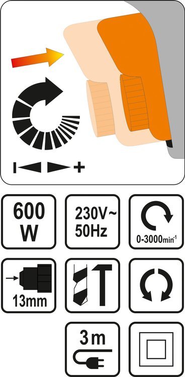 WIERTARKA ELEKTRYCZNA UDAROWA UDAR REGULACJA 600W Marka Sthor