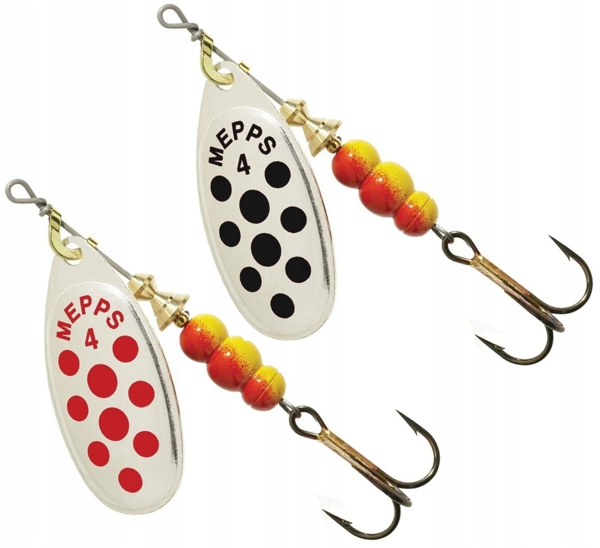 2 x MEPPS AGLIA DECOREE SILVER & RED BLACK DOTS Nr.4 - 9gr.