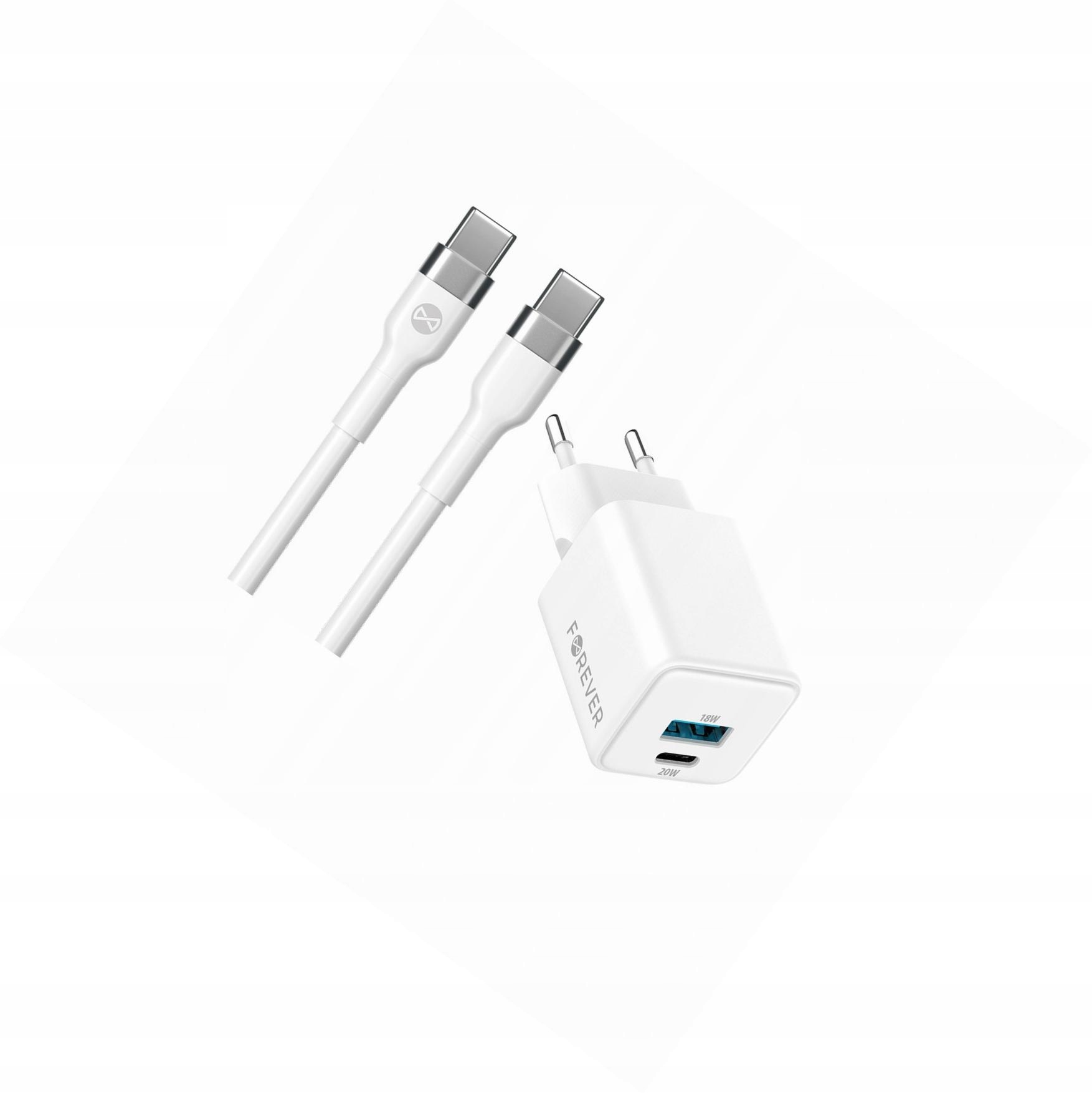 Szybka ładowarka GaN 20W 2 wejścia Usb i Usb-c z kablem do Honor 90 5G